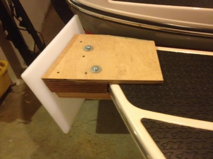 top view, made from scrap.  LVL (center board) works, but is not the long term answer